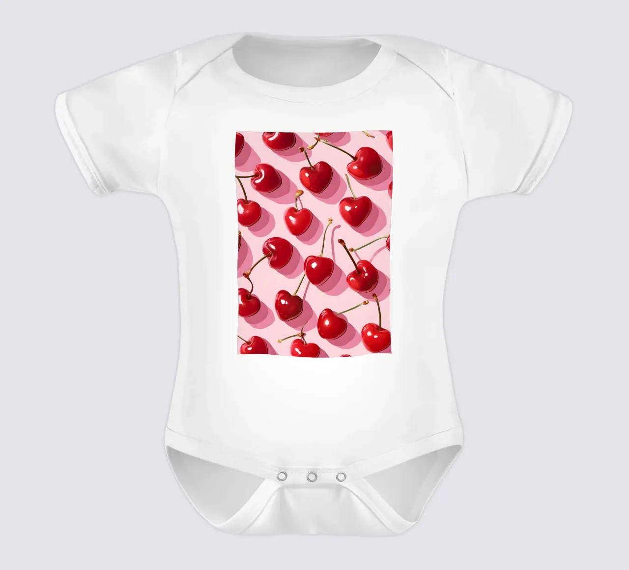 Heart Cherry Pattern - Sweet Pop Art Print short-sleeve baby romper by homdeco