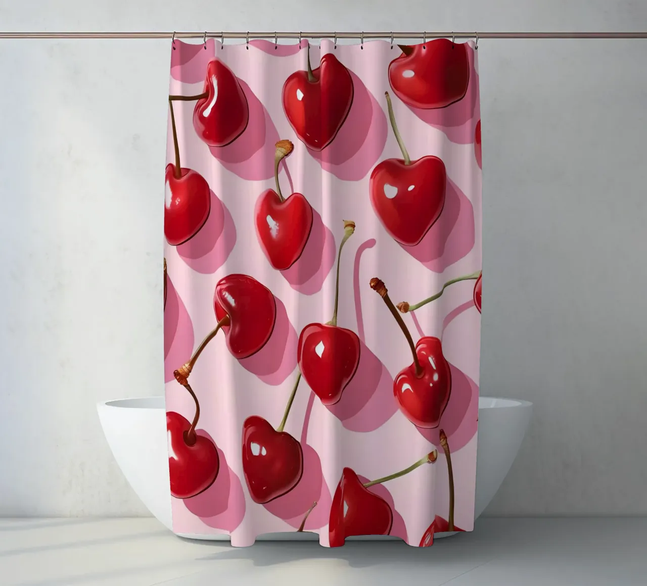 Heart Cherry Pattern - Sweet Pop Art Print shower curtain by homdeco