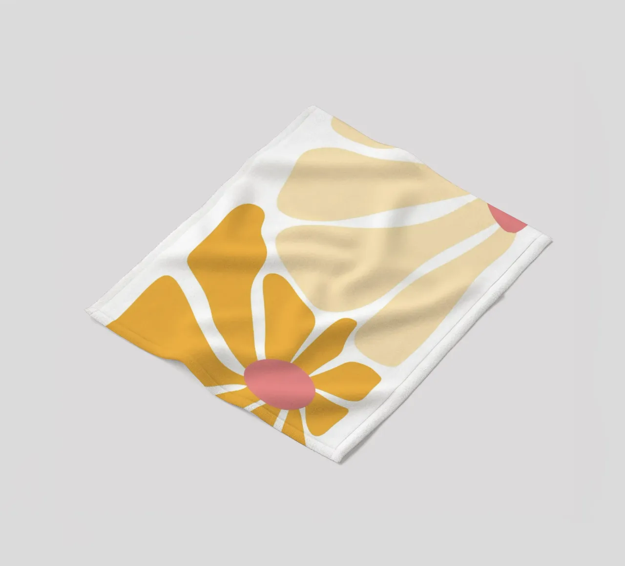 Margherita astratta di Boho - Arte floreale color pesca e senape coperta in pile da homdeco