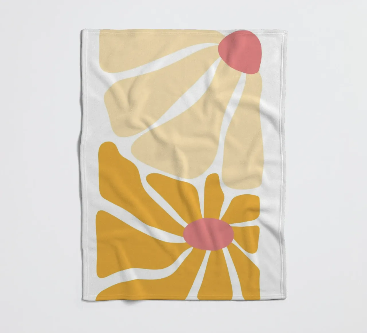 Margherita astratta di Boho - Arte floreale color pesca e senape coperta in pile da homdeco