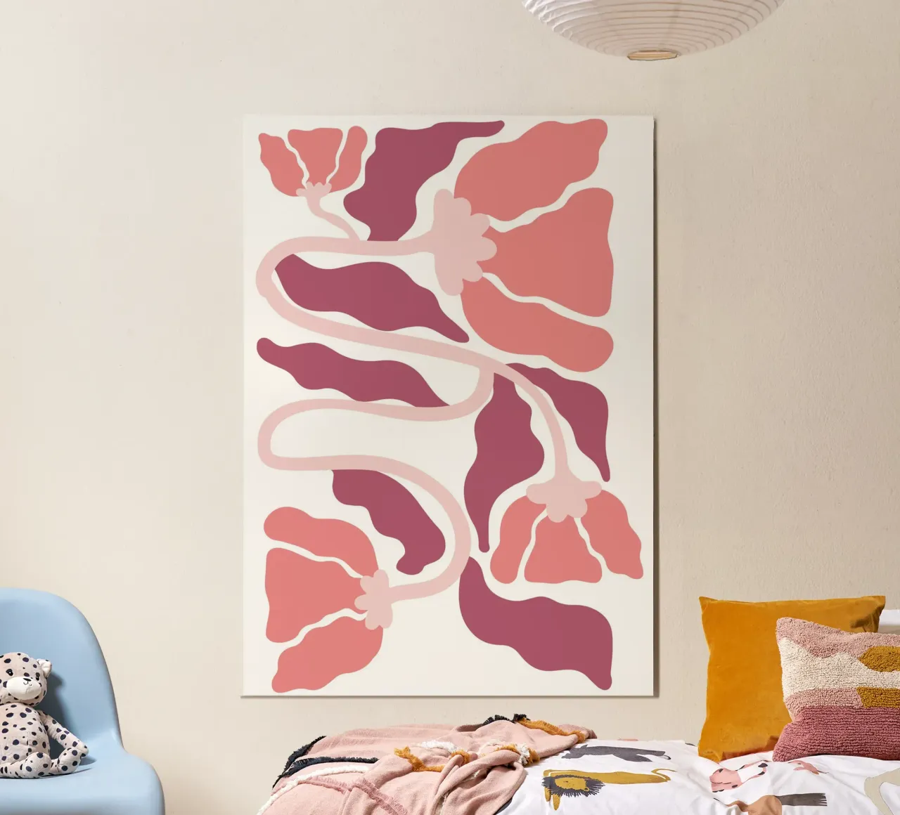 Abstrakte Mohn-Ranken - Moderne rosa Botanische Kunst Poster von homdeco