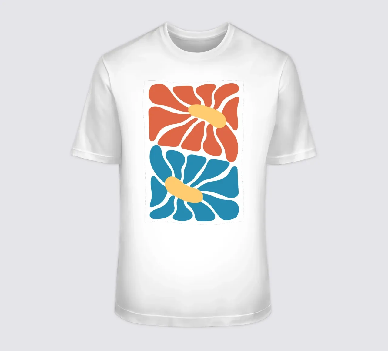 Mid-Century Modern Floral - Abstract Orange & Blue t-shirt by homdeco