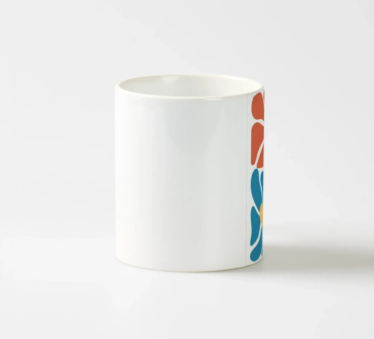 Floreale moderno di metà secolo - astratto arancione e blu tazza in ceramica da homdeco