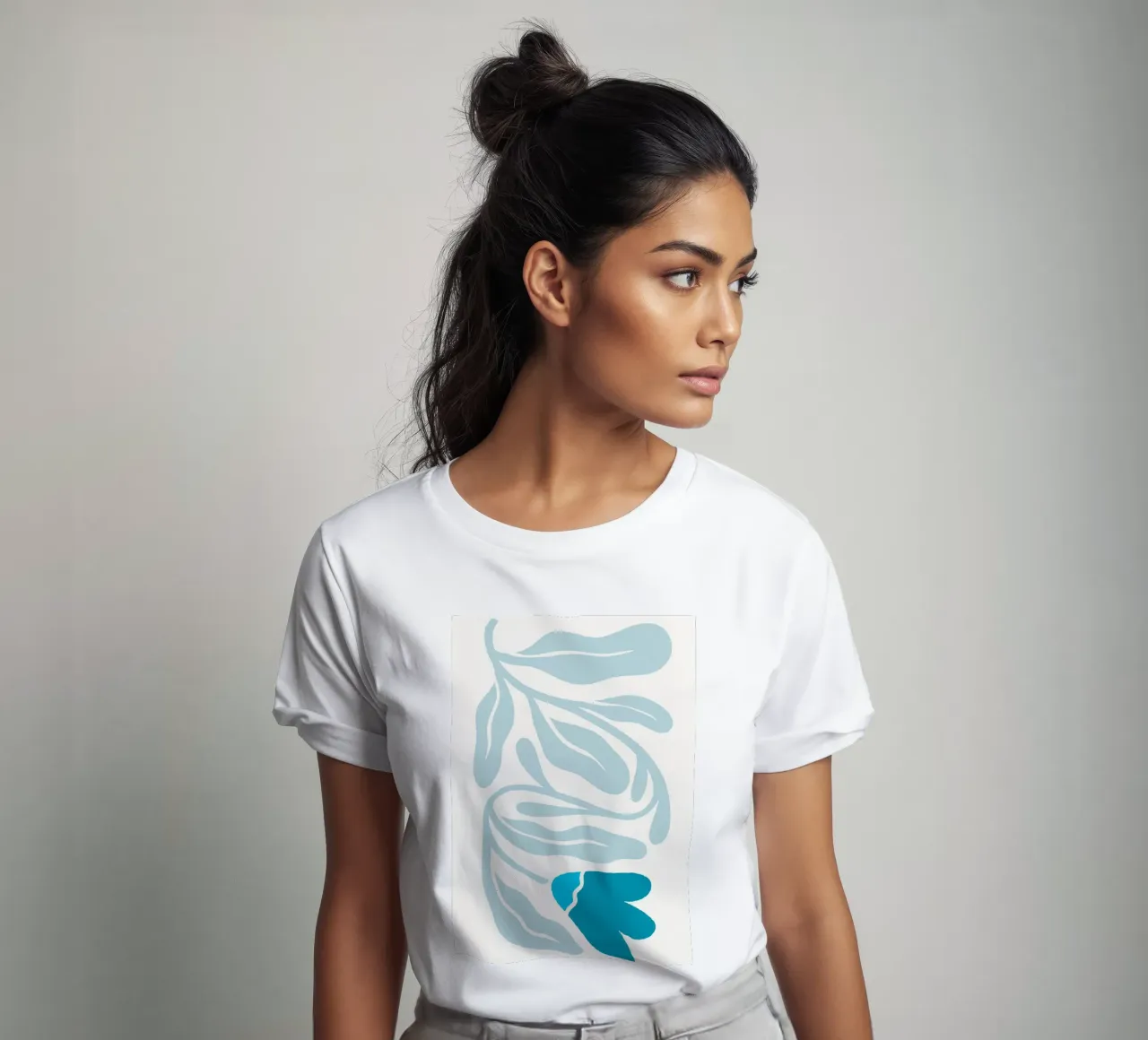 Astratto sereno blu floreale - botanico minimalista t-shirt da homdeco