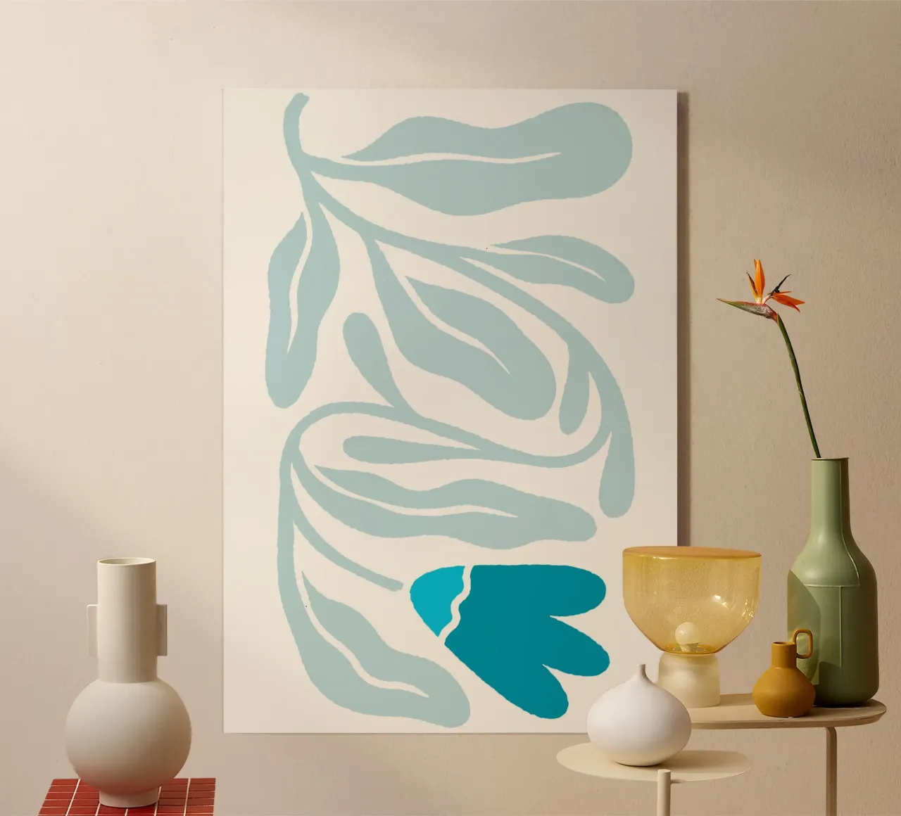 Astratto sereno blu floreale - botanico minimalista plexiglass da homdeco