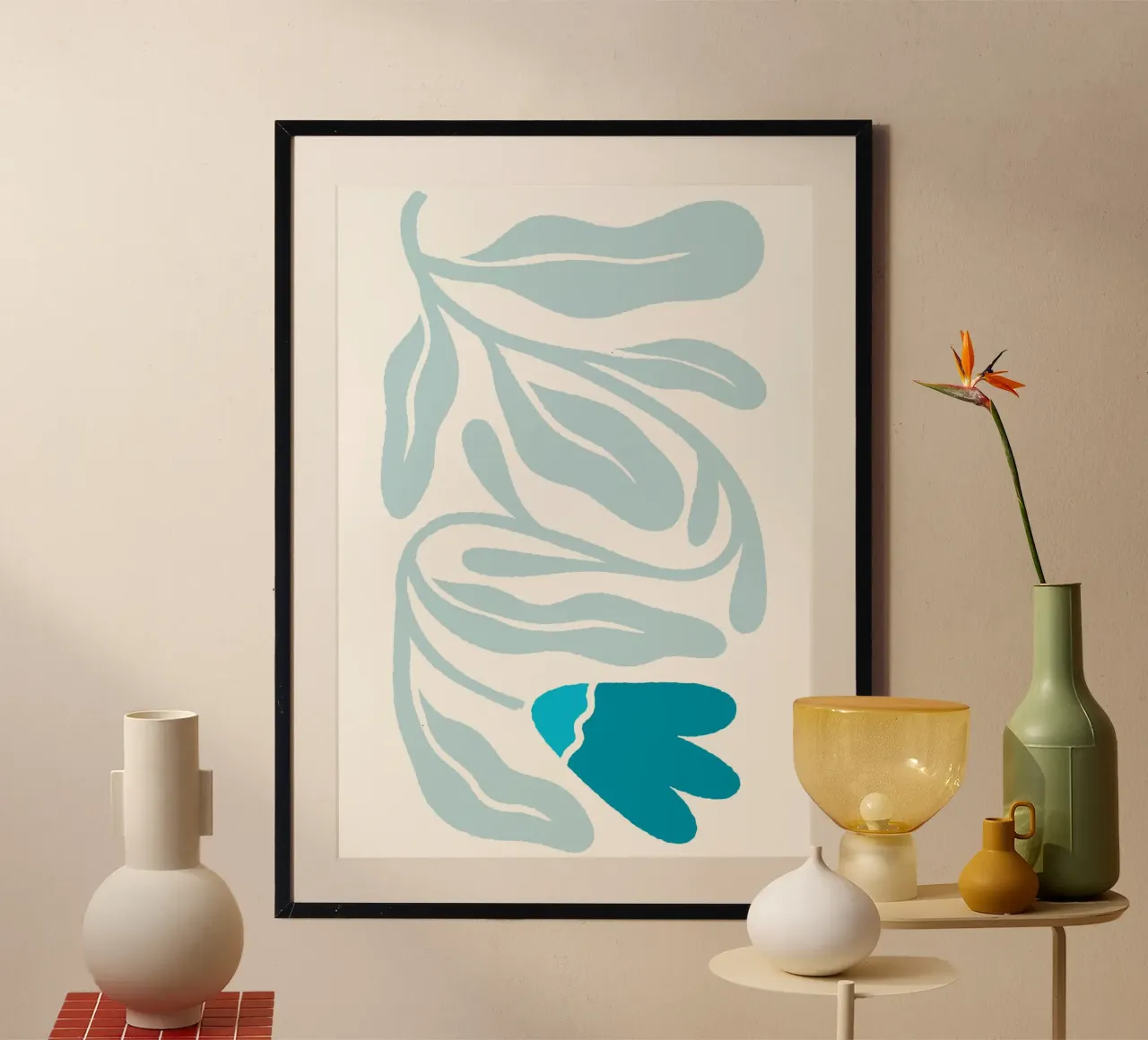 Astratto sereno blu floreale - botanico minimalista poster da homdeco