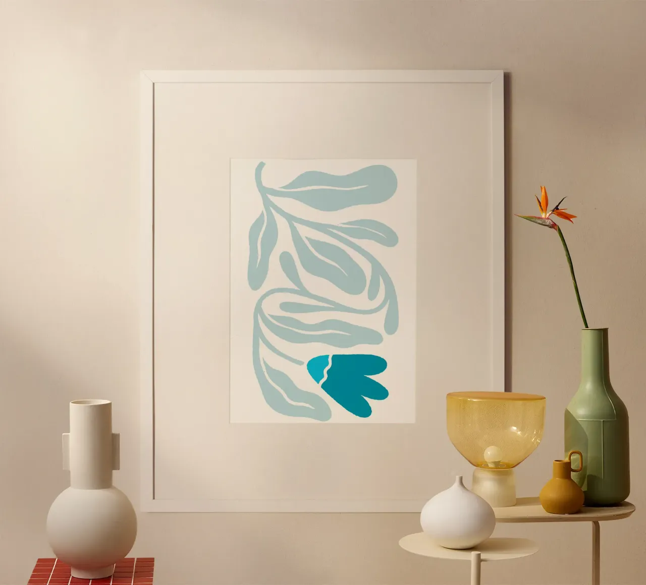 Astratto sereno blu floreale - botanico minimalista poster da homdeco