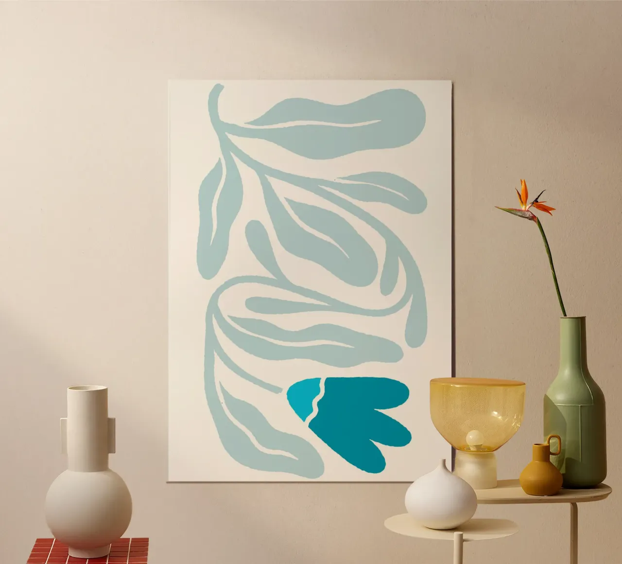 Astratto sereno blu floreale - botanico minimalista poster da homdeco