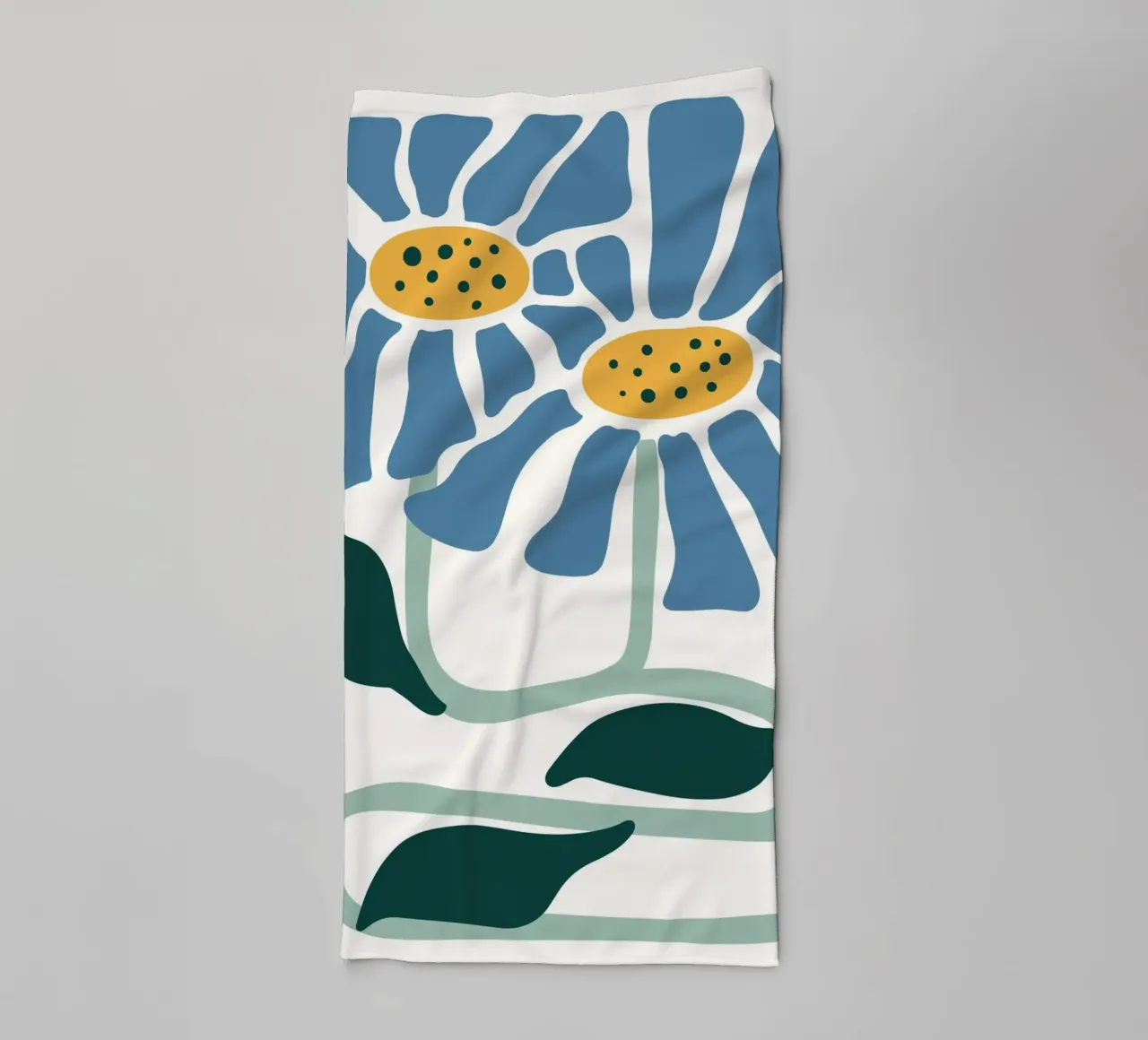 Margherite blu astratte - Floreale moderno di metà secolo asciugamano da bagno da homdeco