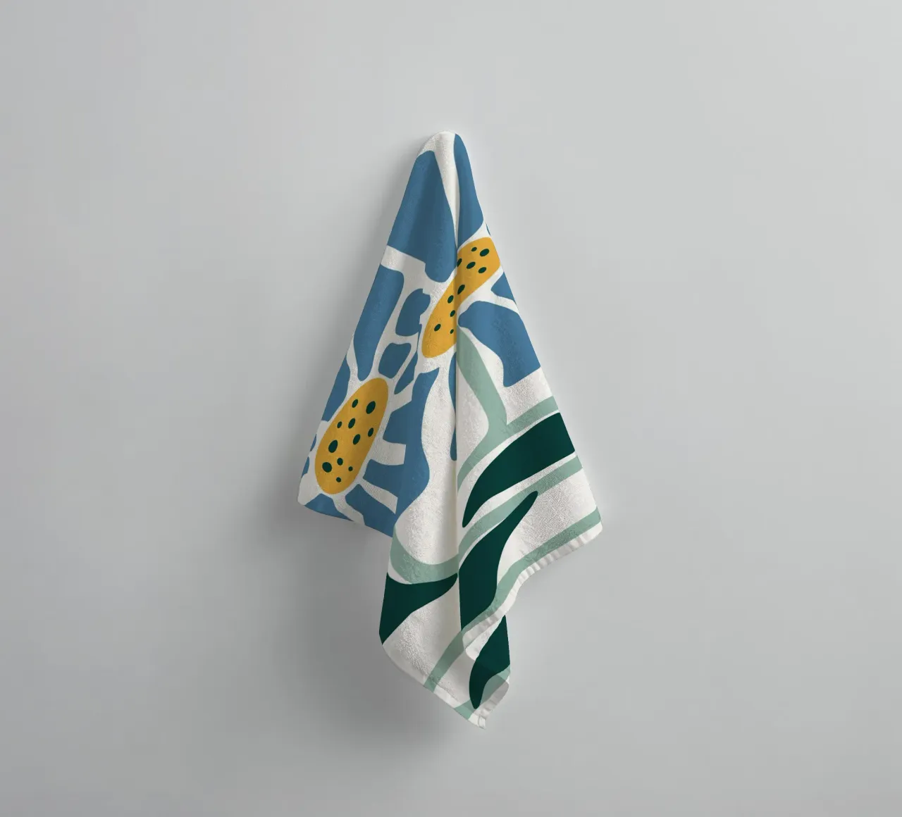 Margherite blu astratte - Floreale moderno di metà secolo asciugamano da bagno da homdeco