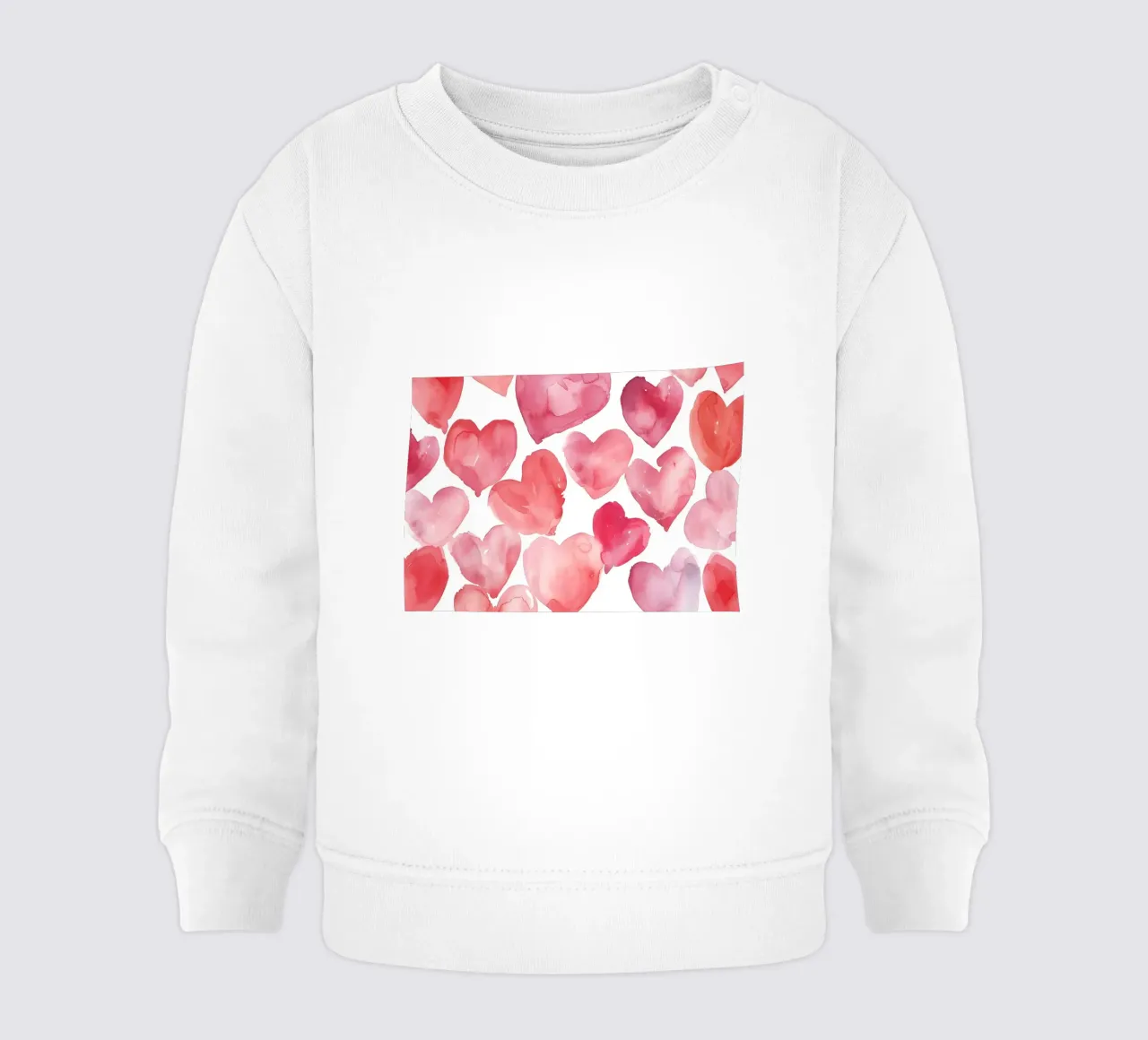 Cuori acquerellati - Romantico motivo rosa e rosso felpa neonato da homdeco