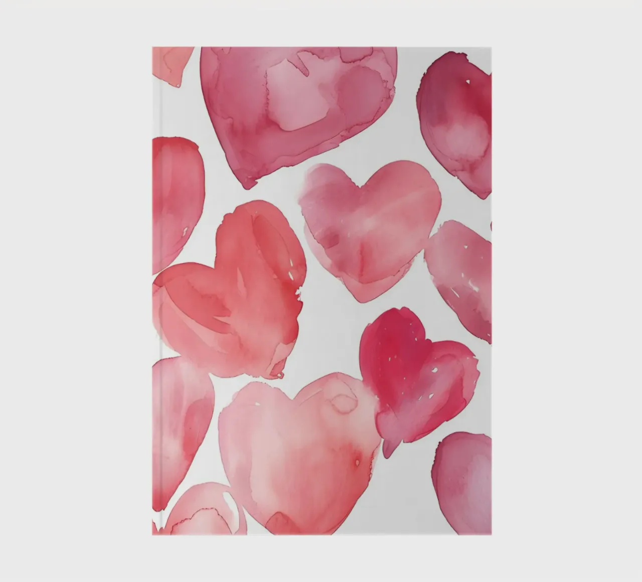 Watercolor Hearts - Romantic Pink & Red Pattern notebook by homdeco