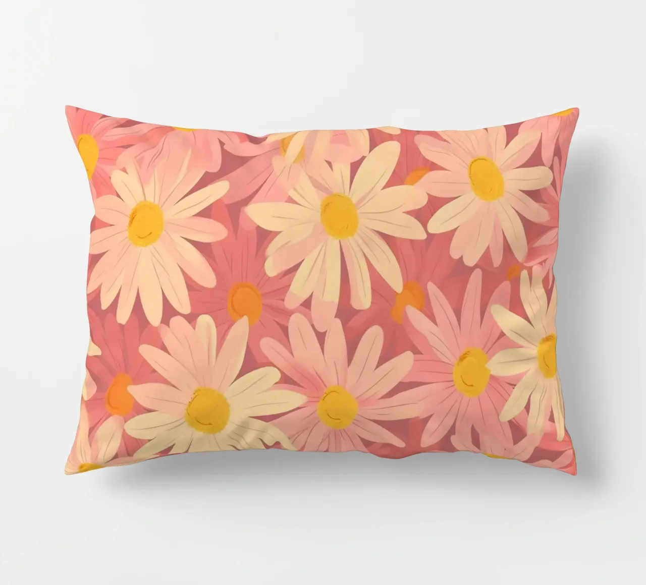 Daisy Field Dream - Motif floral rose et crème coussin de homdeco