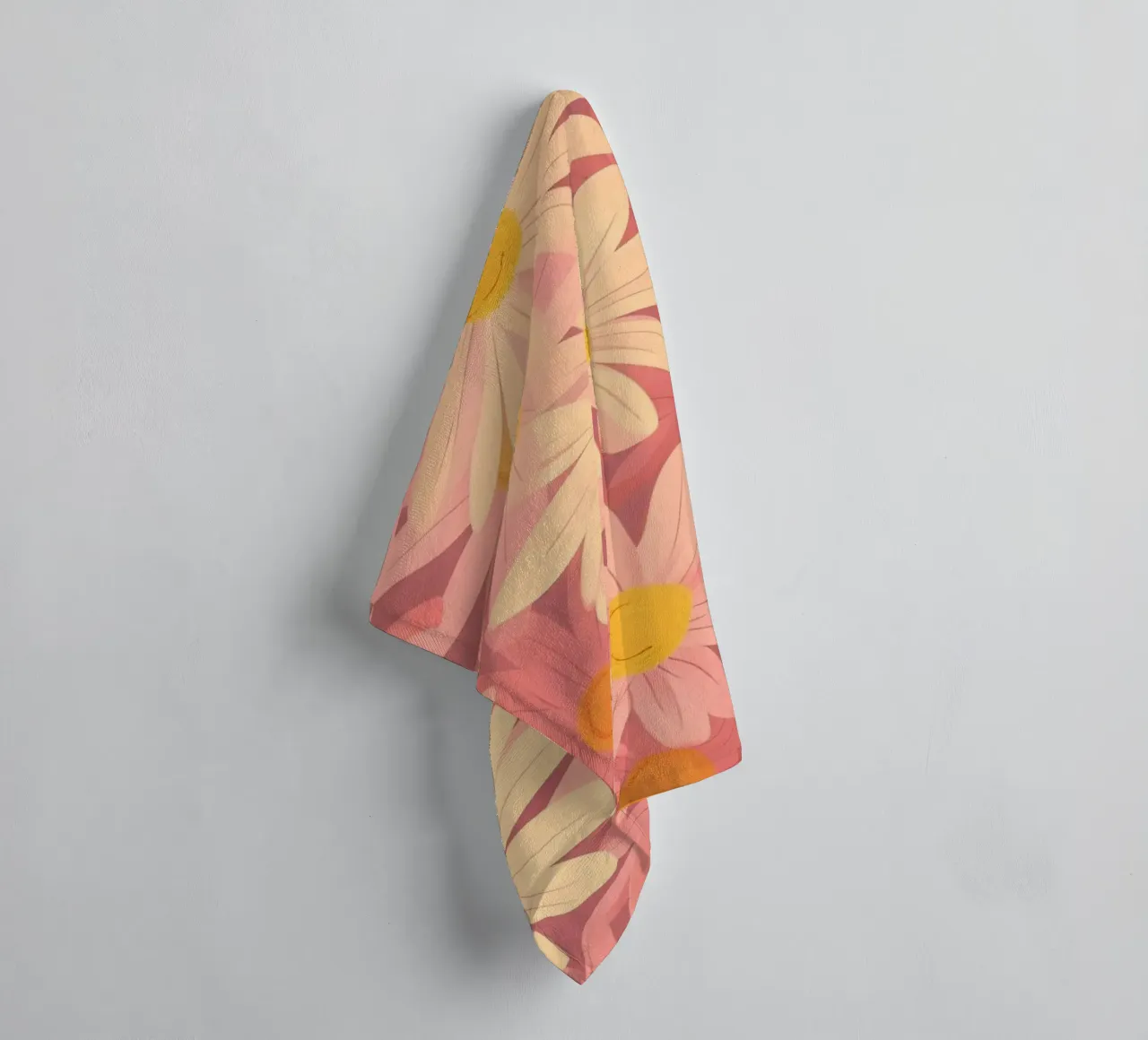 Daisy Field Dream - Pink & Cream Floral Pattern towel by homdeco
