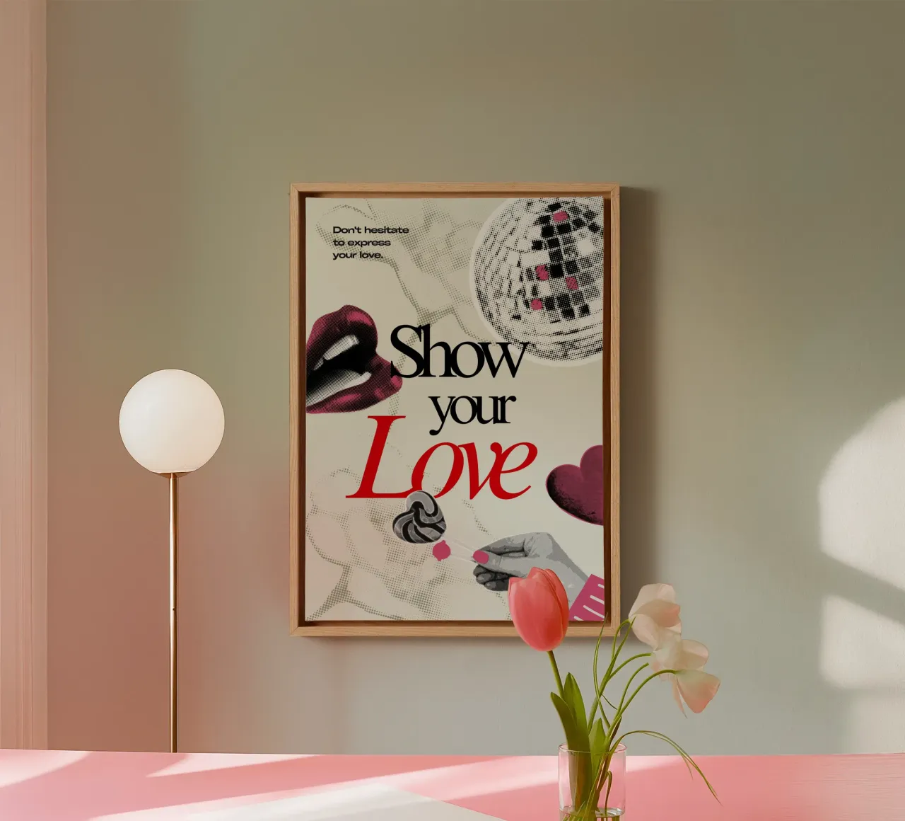 "Show Your Love" Pop Art Poster - Retro Disco Vibes canvas with Floater frame by homdeco