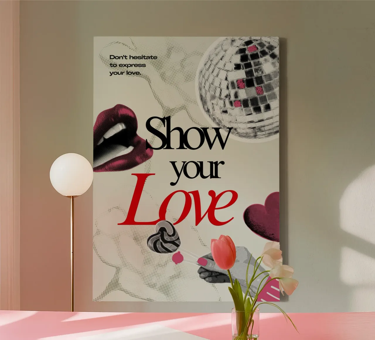 "Show Your Love" Pop Art Poster - Retro Disco Vibes canvas with Floater frame by homdeco