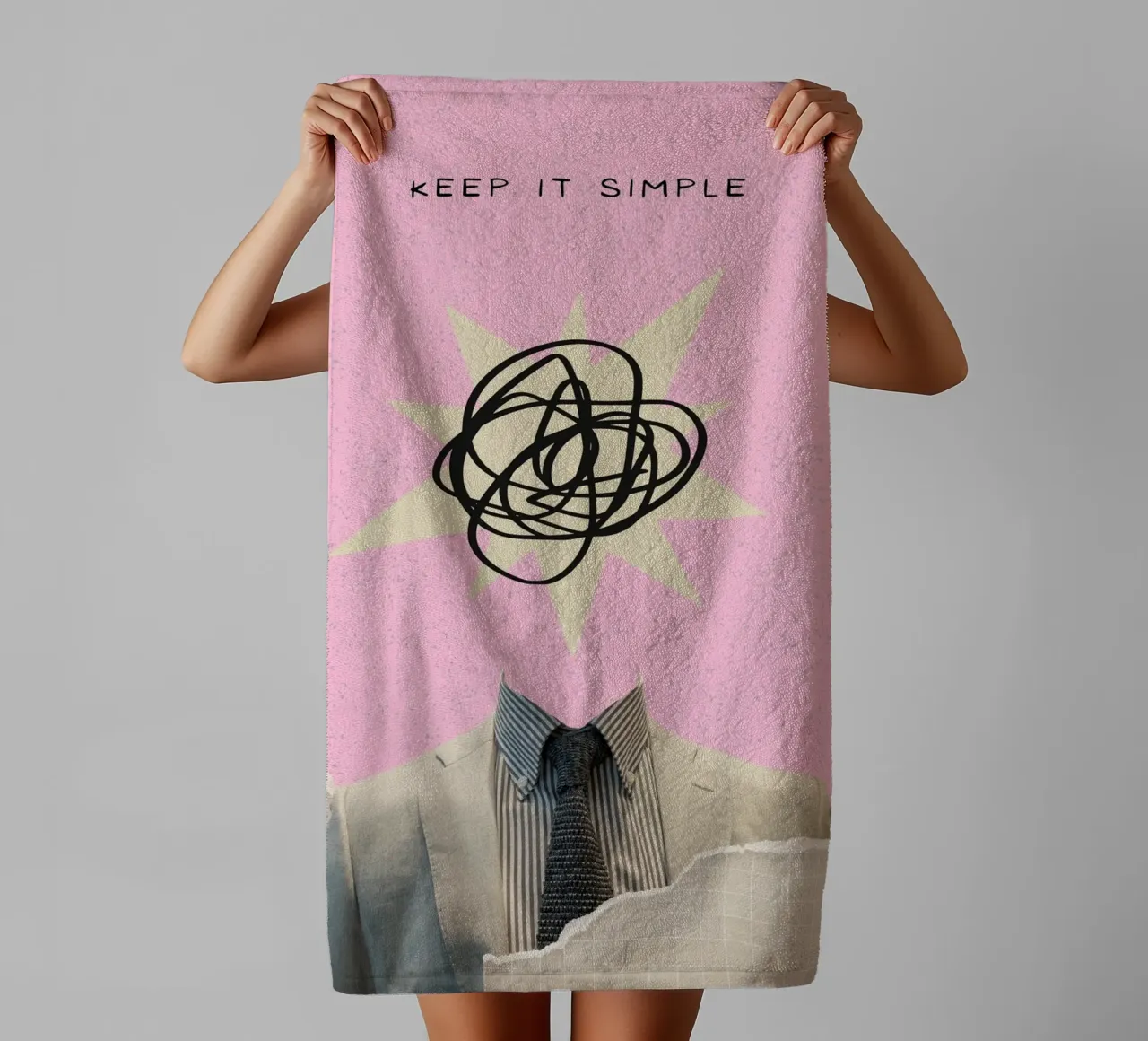 Keep It Simple - Collage abstrait de l'esprit serviette de bain de homdeco