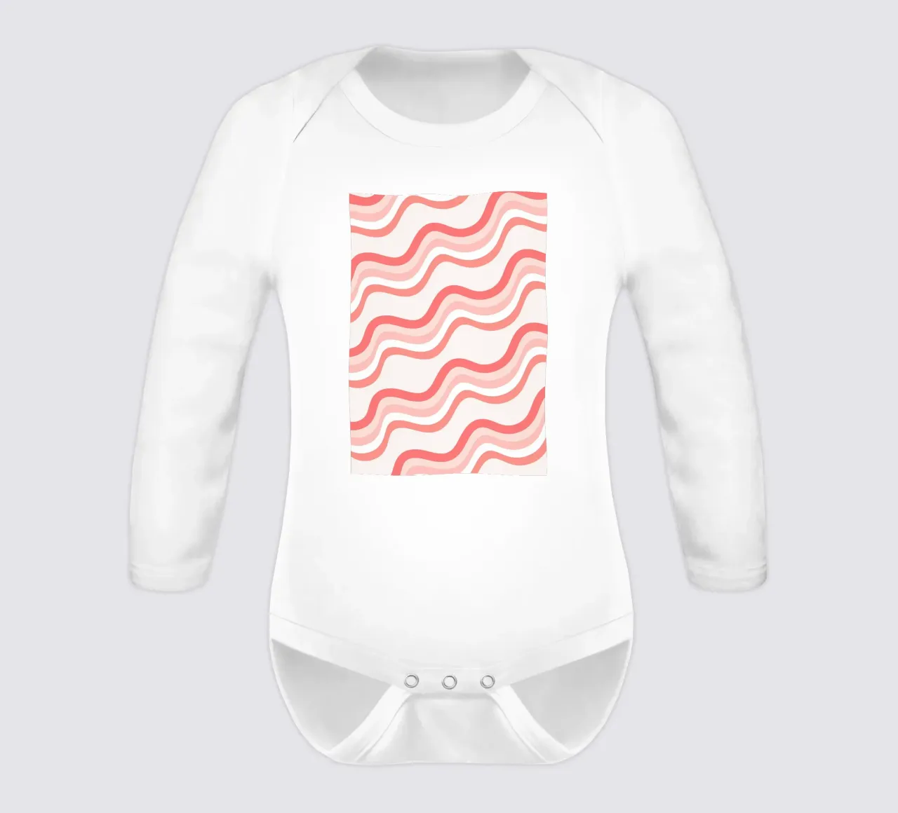 Strisce rosa ondulate - Pattern art retro groovy body neonato maniche lunghe da homdeco