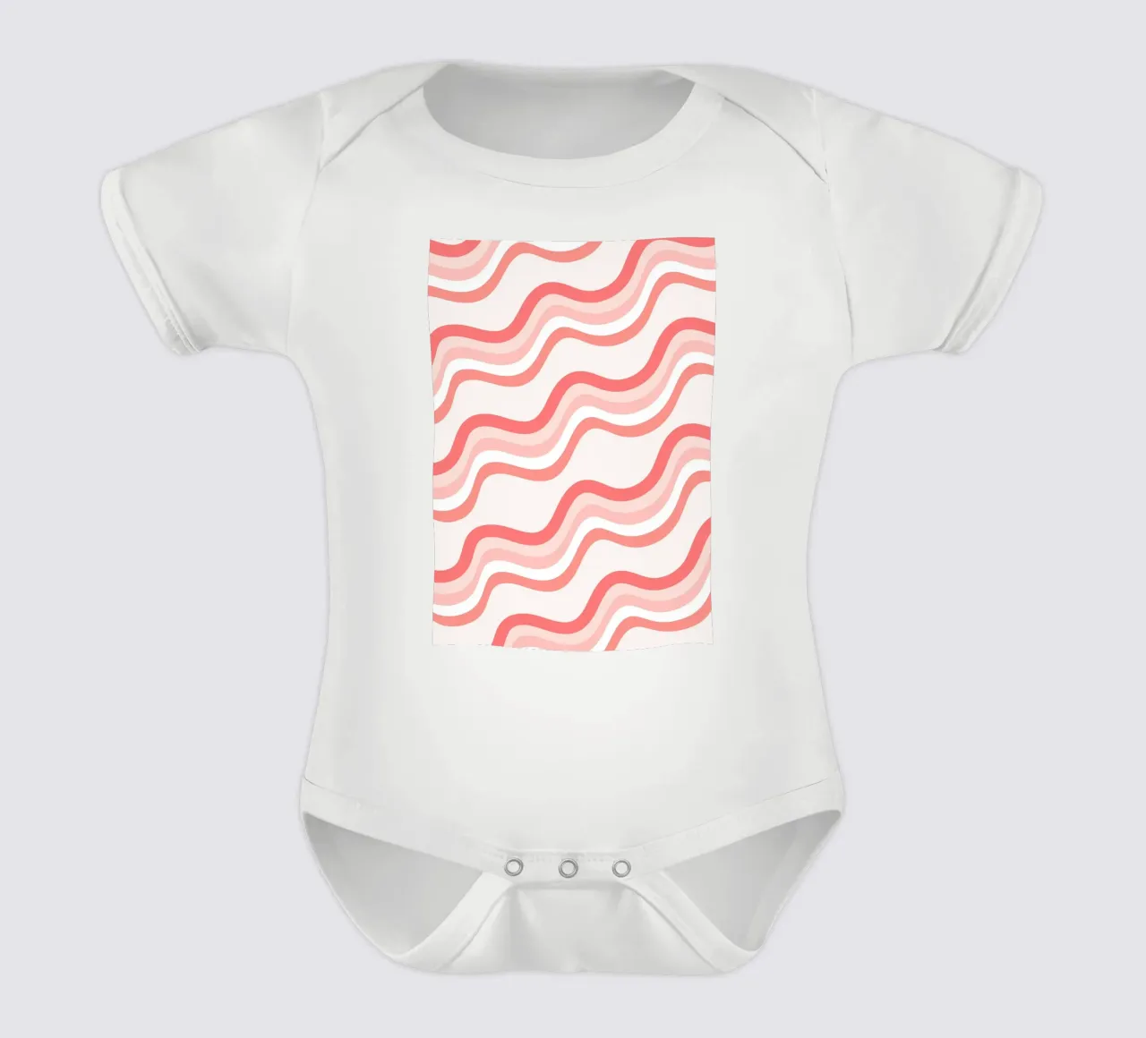 Strisce rosa ondulate - Pattern art retro groovy body neonato maniche corte da homdeco