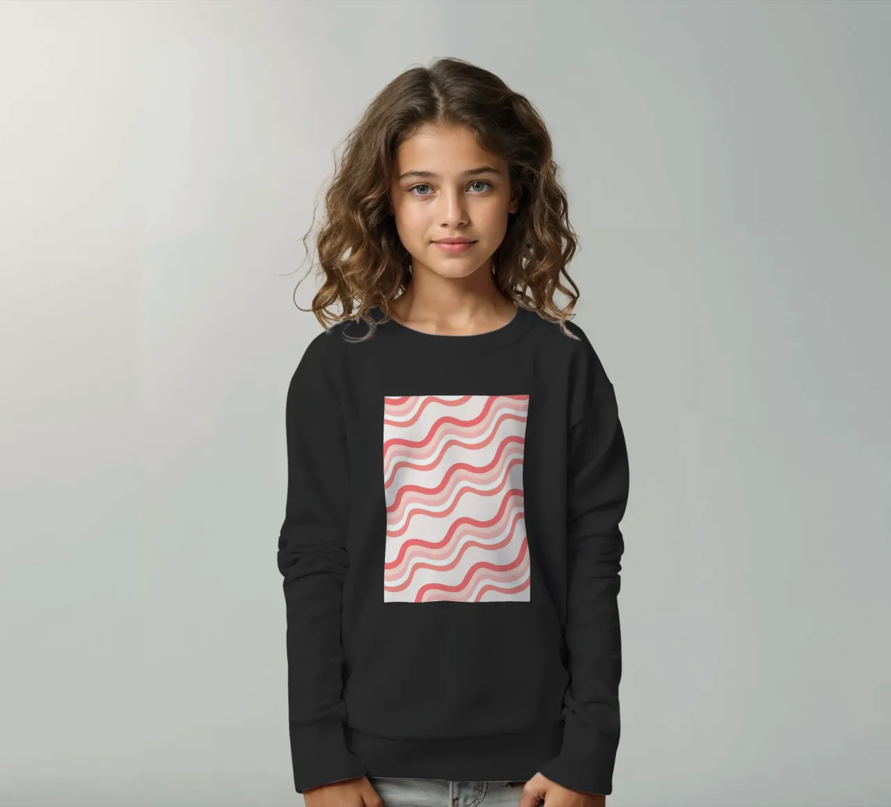 Strisce rosa ondulate - Pattern art retro groovy felpa bambino da homdeco