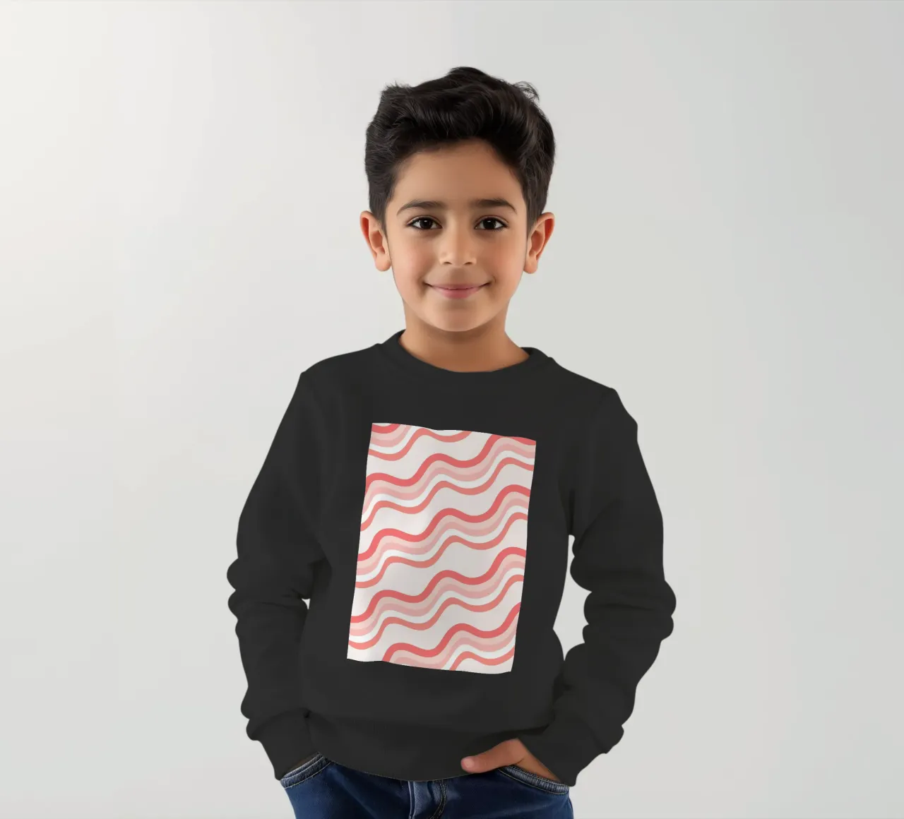 Strisce rosa ondulate - Pattern art retro groovy felpa bambino da homdeco