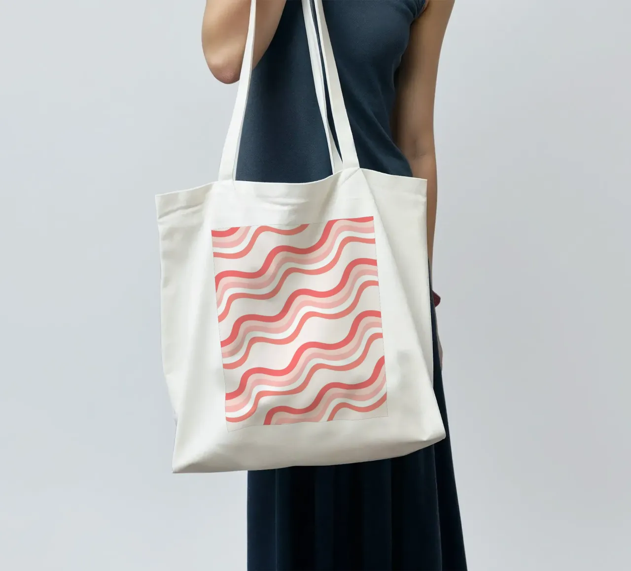 Strisce rosa ondulate - Pattern art retro groovy borsa in juta da homdeco