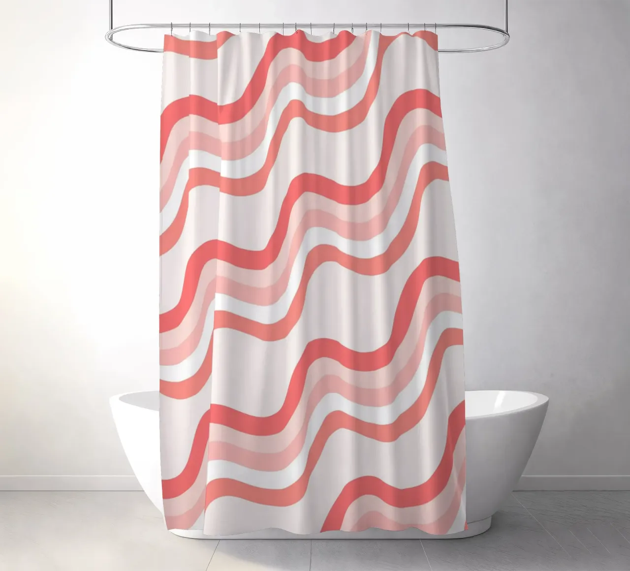 Strisce rosa ondulate - Pattern art retro groovy tenda da doccia da homdeco