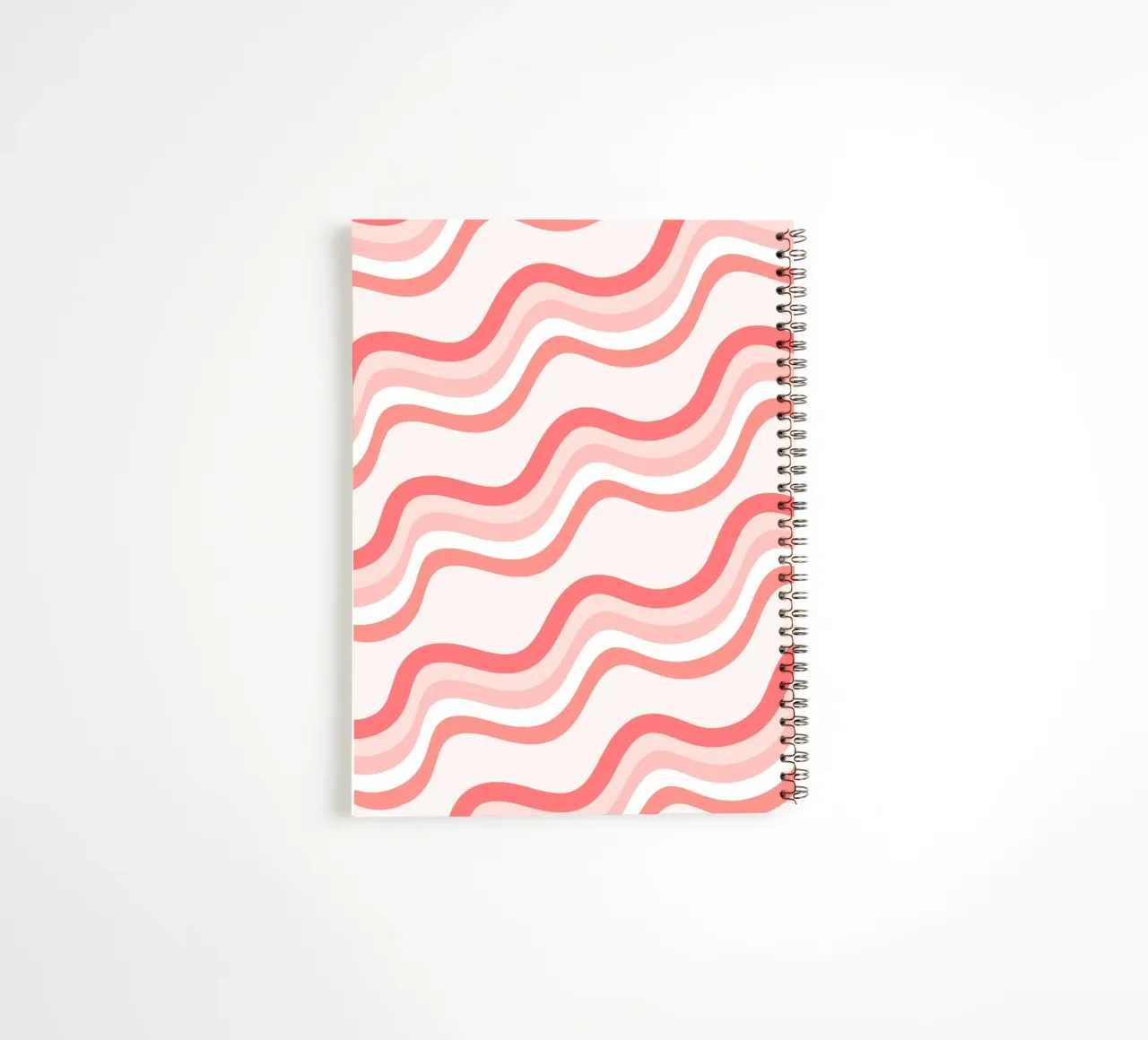 Strisce rosa ondulate - Pattern art retro groovy diario ad anelli da homdeco