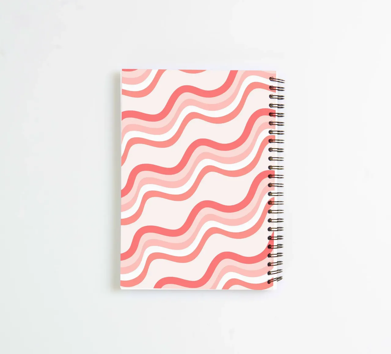Strisce rosa ondulate - Pattern art retro groovy diario ad anelli da homdeco