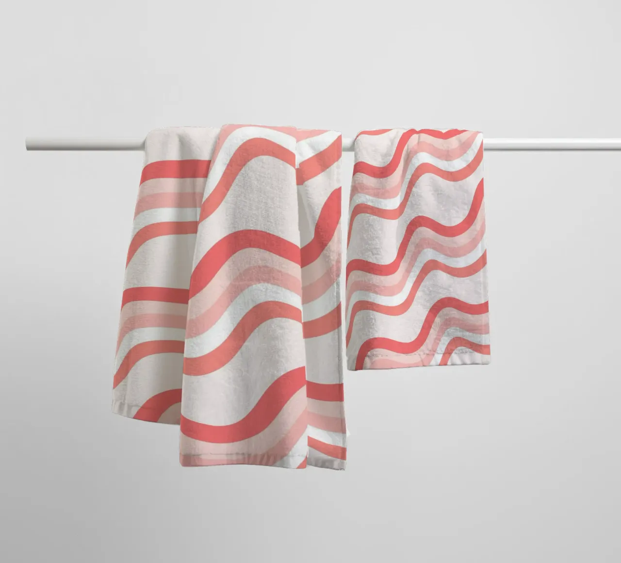 Strisce rosa ondulate - Pattern art retro groovy asciugamano da bagno da homdeco