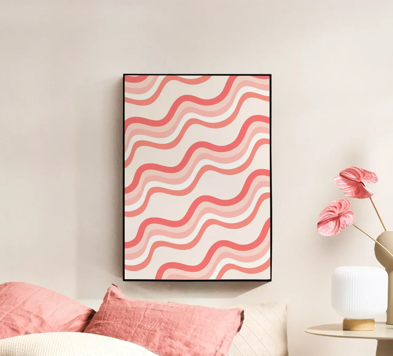 Strisce rosa ondulate - Pattern art retro groovy plexiglass da homdeco