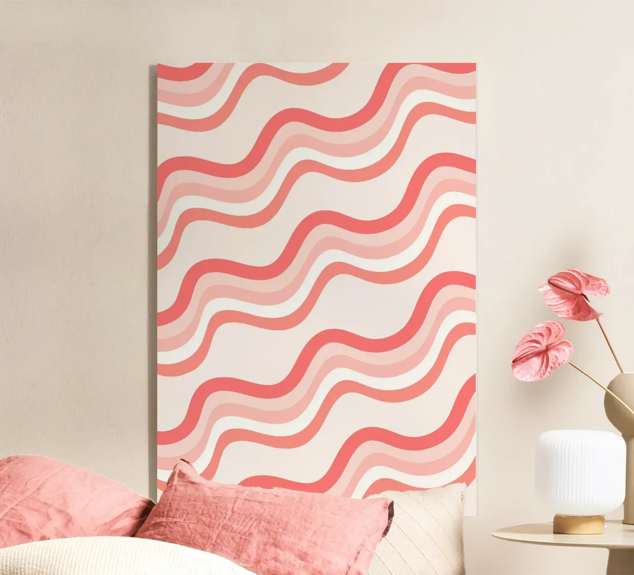 Strisce rosa ondulate - Pattern art retro groovy plexiglass da homdeco