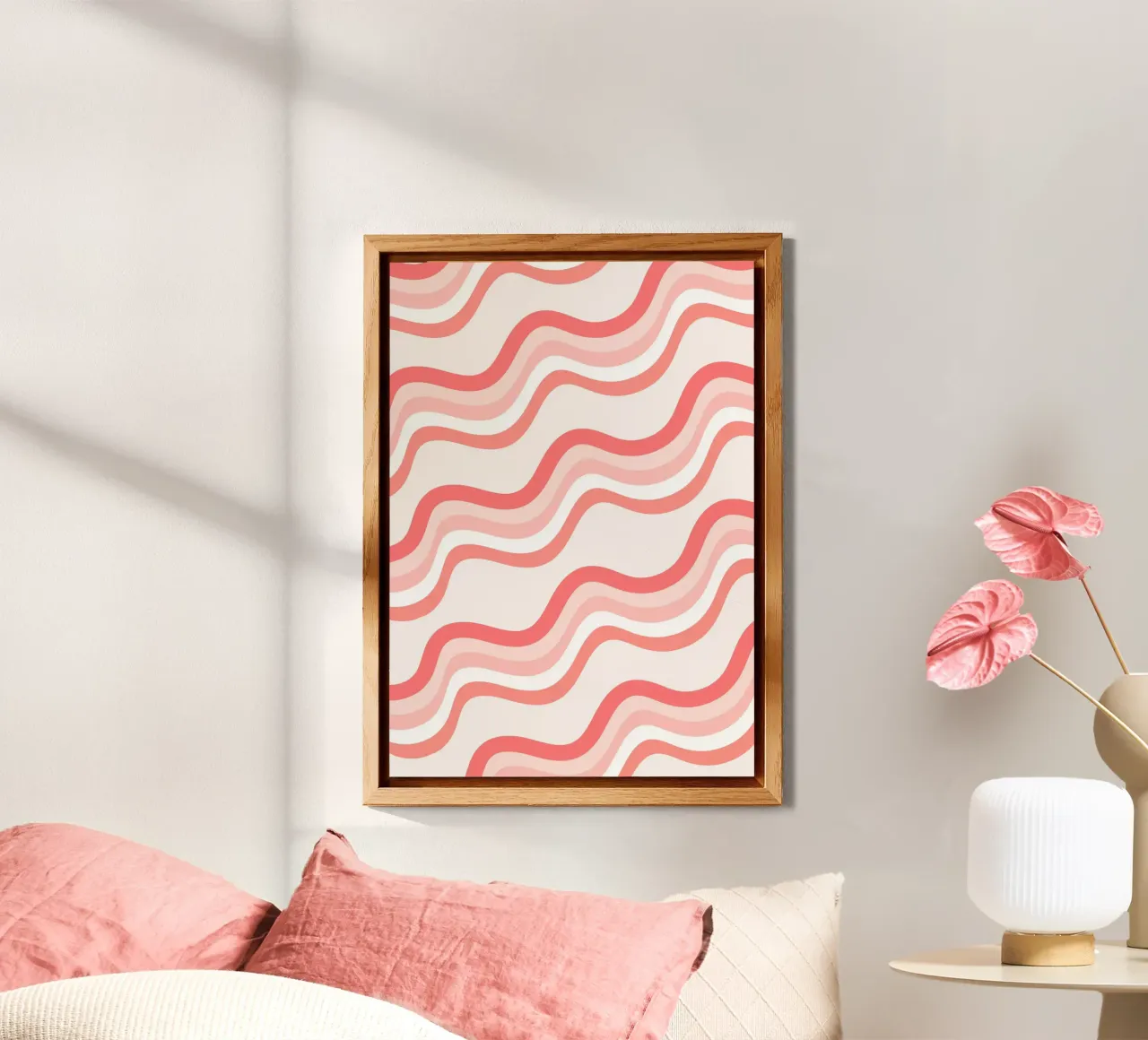 Strisce rosa ondulate - Pattern art retro groovy alluminio dibond da homdeco