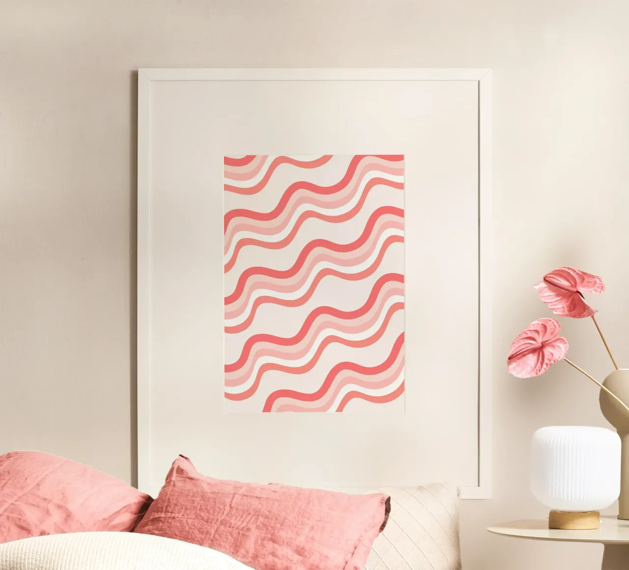 Strisce rosa ondulate - Pattern art retro groovy carta hahnemühle da homdeco