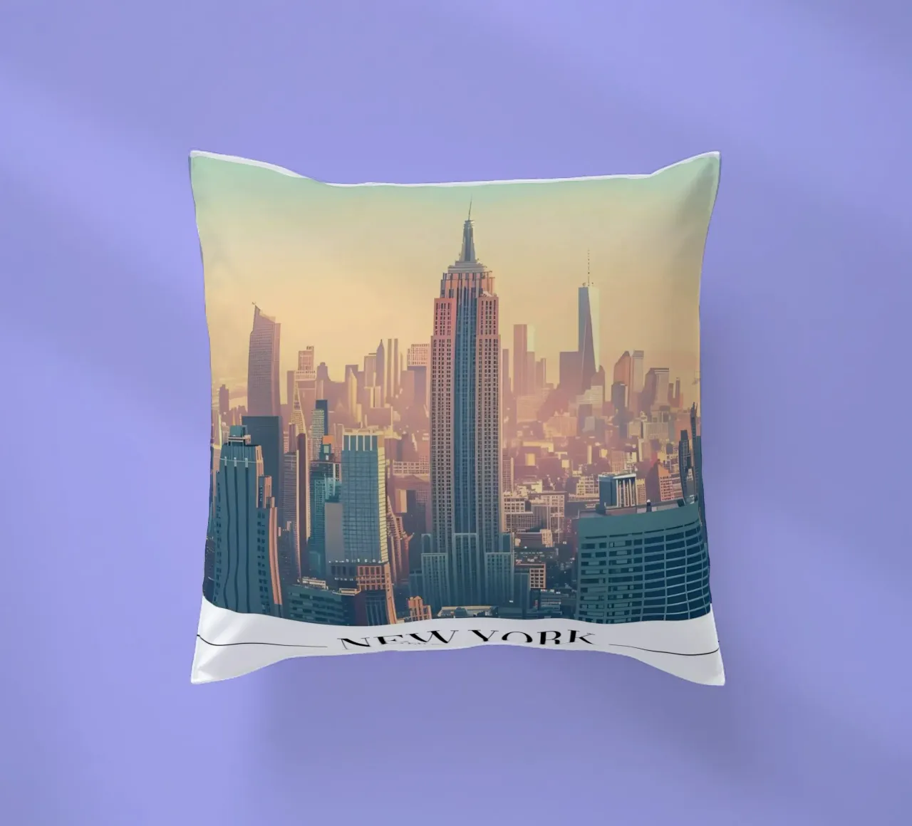 Skyline di New York al tramonto - Empire State Building cuscino da homdeco