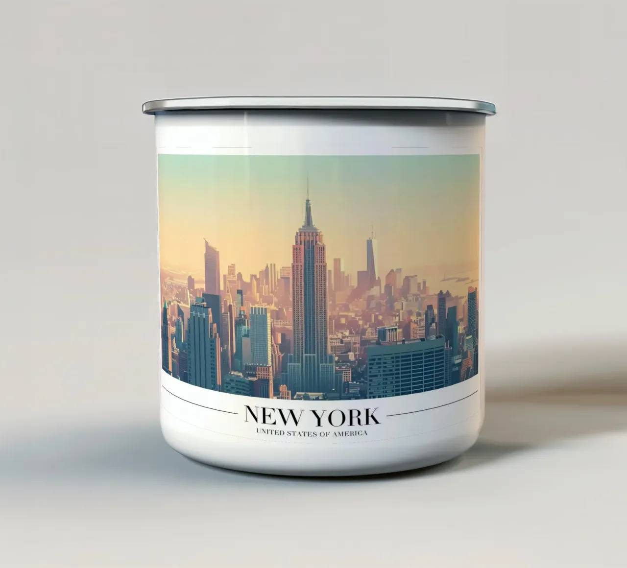 Skyline di New York al tramonto - Empire State Building tazza in smalto da homdeco