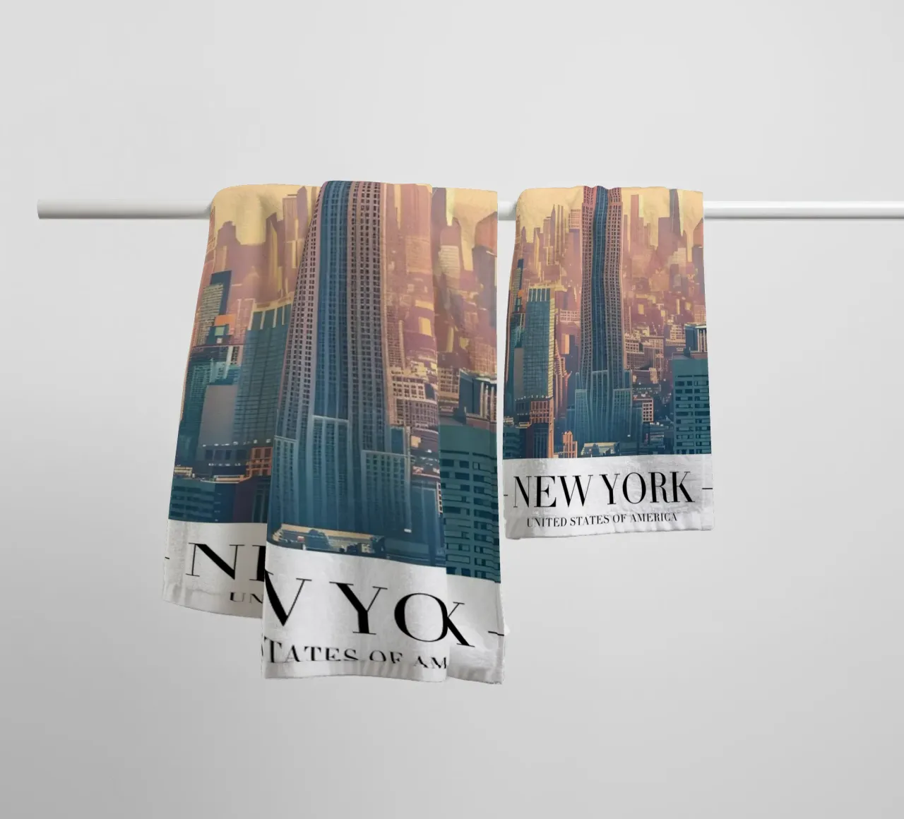 New York City Sunset Skyline - Empire State Building towel by homdeco