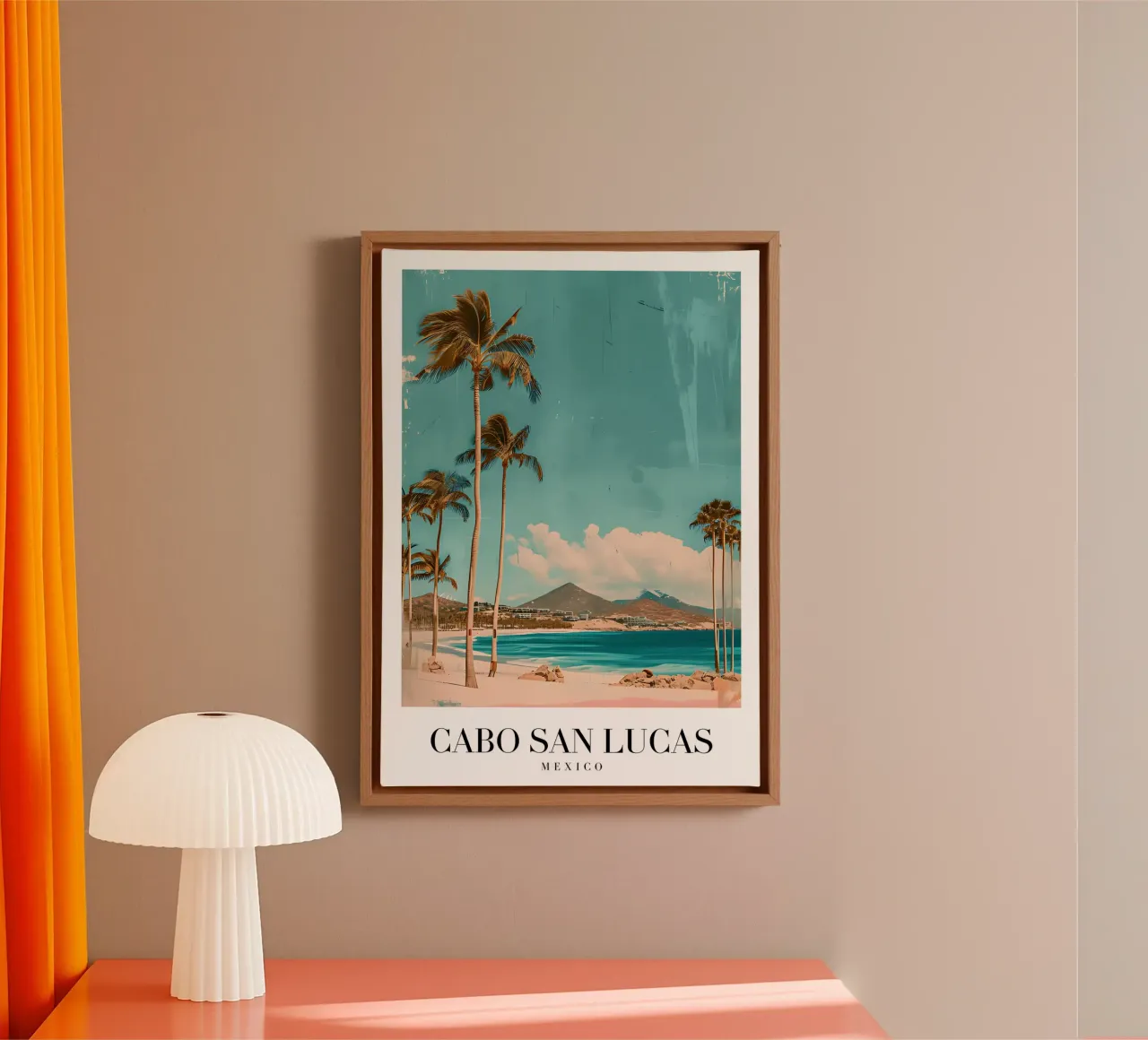 Palme di Cabo San Lucas - Arte di viaggio vintage in Messico tela con Cornice a cassetta da homdeco