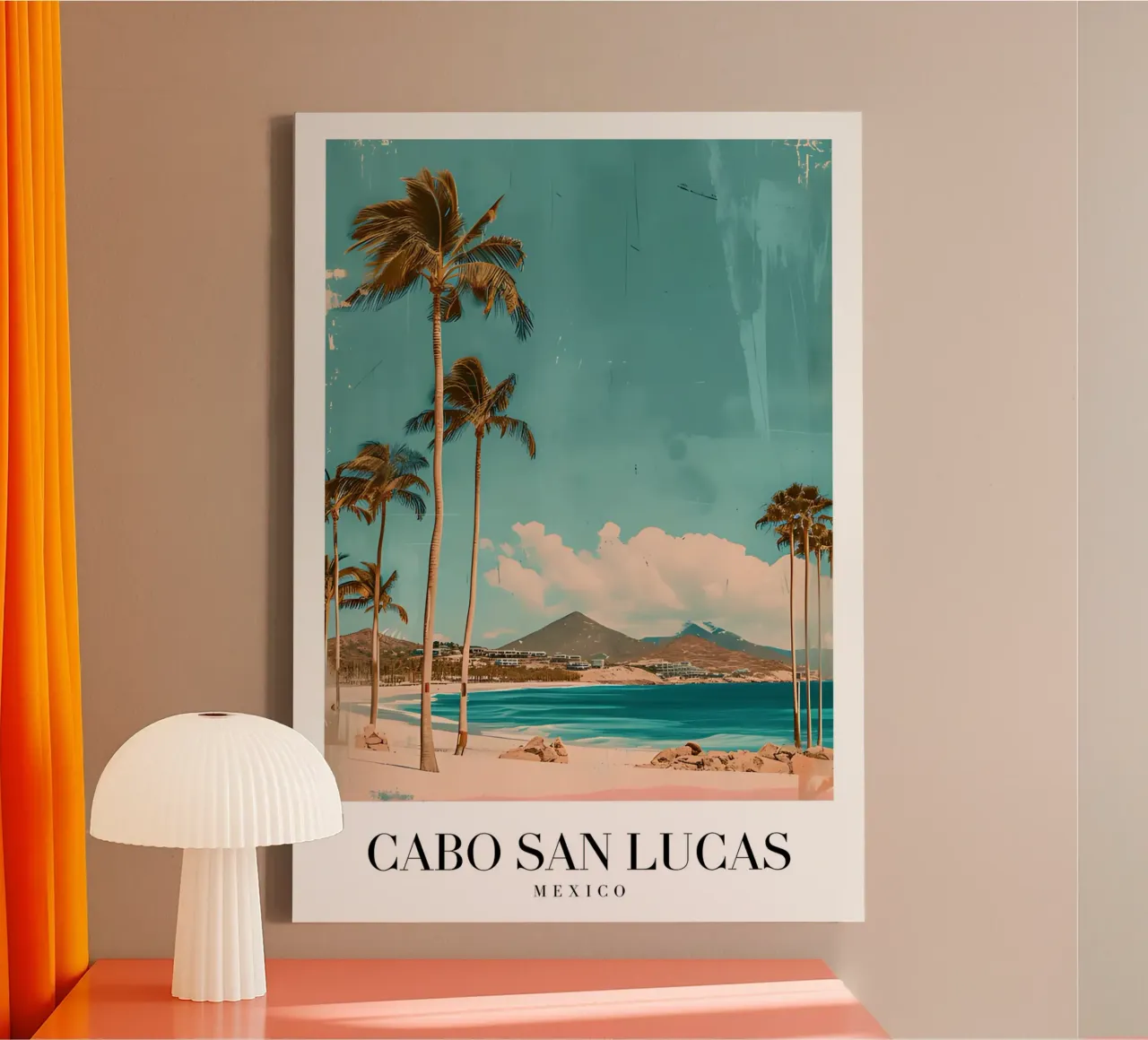 Palme di Cabo San Lucas - Arte di viaggio vintage in Messico tela con Cornice a cassetta da homdeco