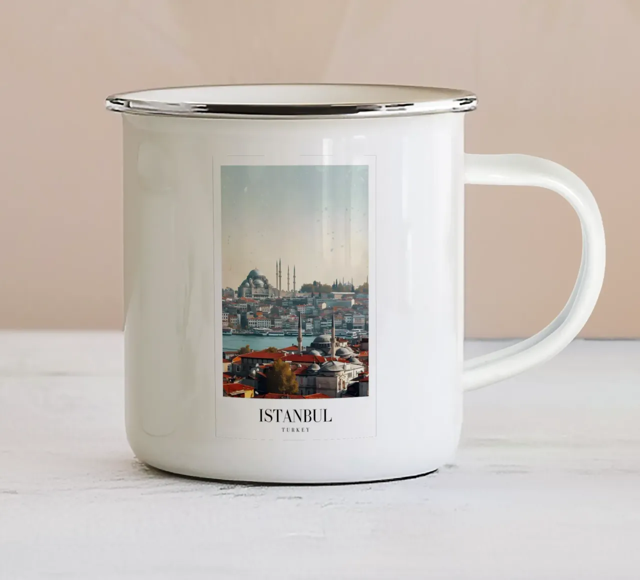 Skyline di Istanbul - Moschea Blu e arte del Bosforo tazza in smalto da homdeco