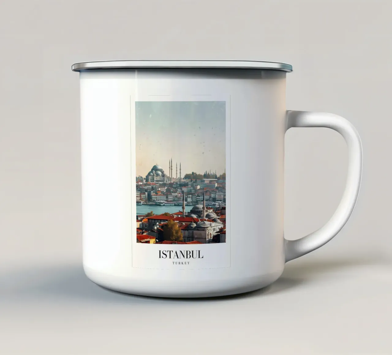 Skyline di Istanbul - Moschea Blu e arte del Bosforo tazza in smalto da homdeco