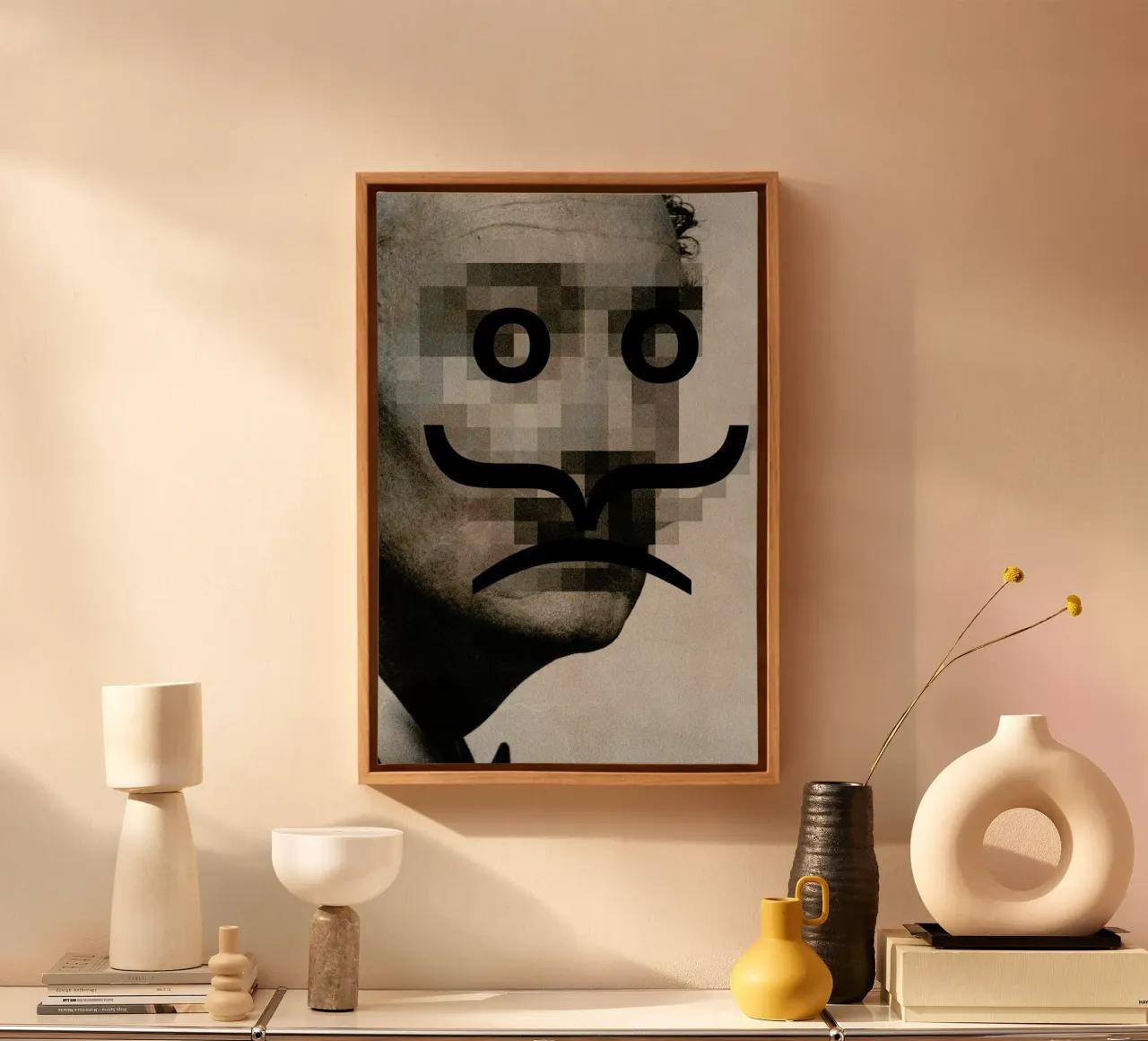 Retro Pop Emoticons Salvador tela con Cornice a cassetta da Butcher Billy