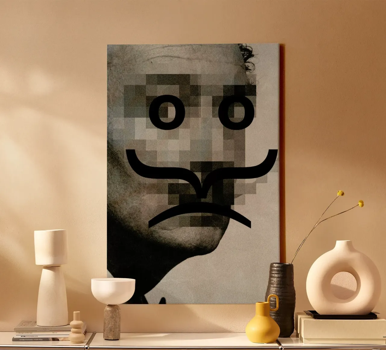 Retro Pop Emoticons Salvador tela con Cornice a cassetta da Butcher Billy