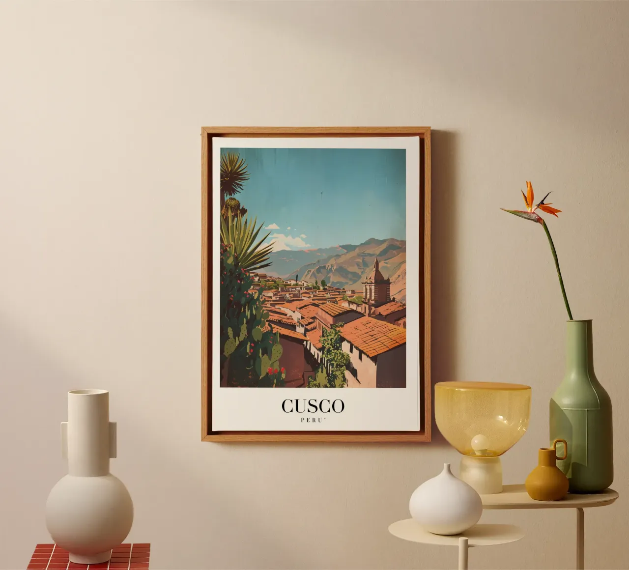 Daken van Cusco Peru - Reiskunst Andesstad canvas met Baklijst van homdeco