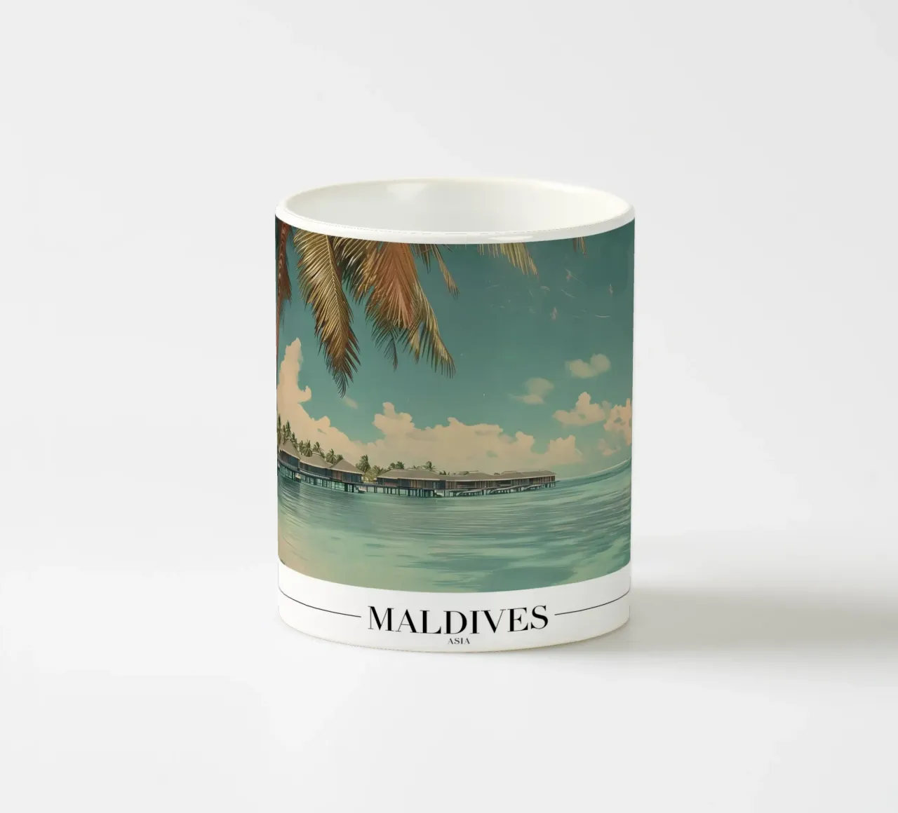 Malediven Überwasser-Bungalows - Tropisches Paradies Art Keramik Tasse von homdeco