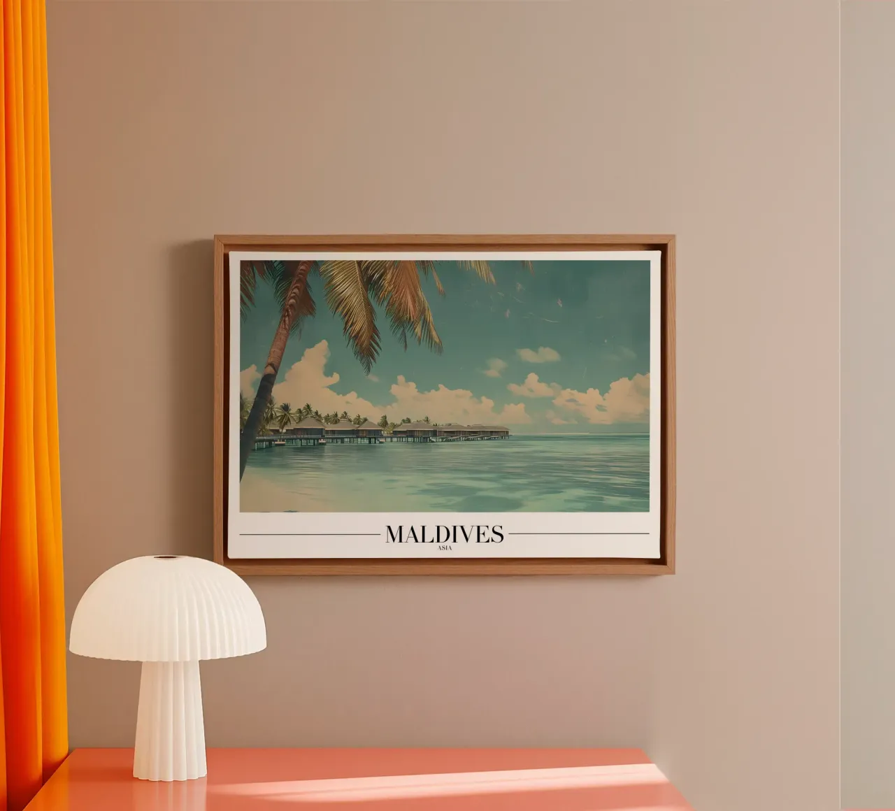 Malediven Overwater Bungalows - Tropisch Paradijs Kunst canvas met Baklijst van homdeco