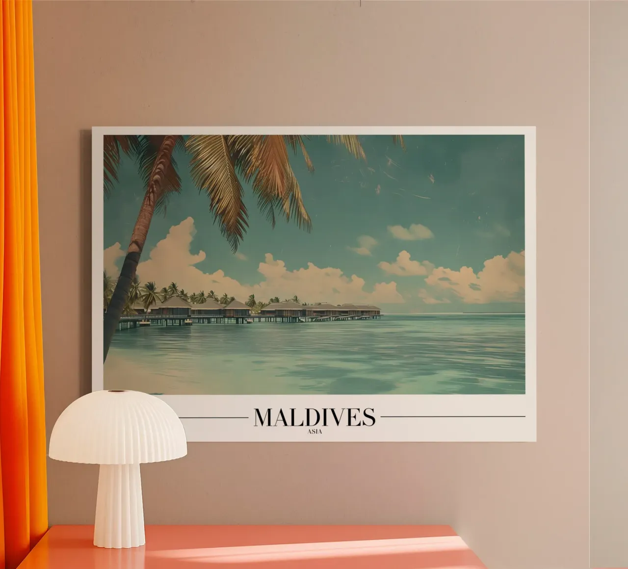 Malediven Overwater Bungalows - Tropisch Paradijs Kunst canvas met Baklijst van homdeco