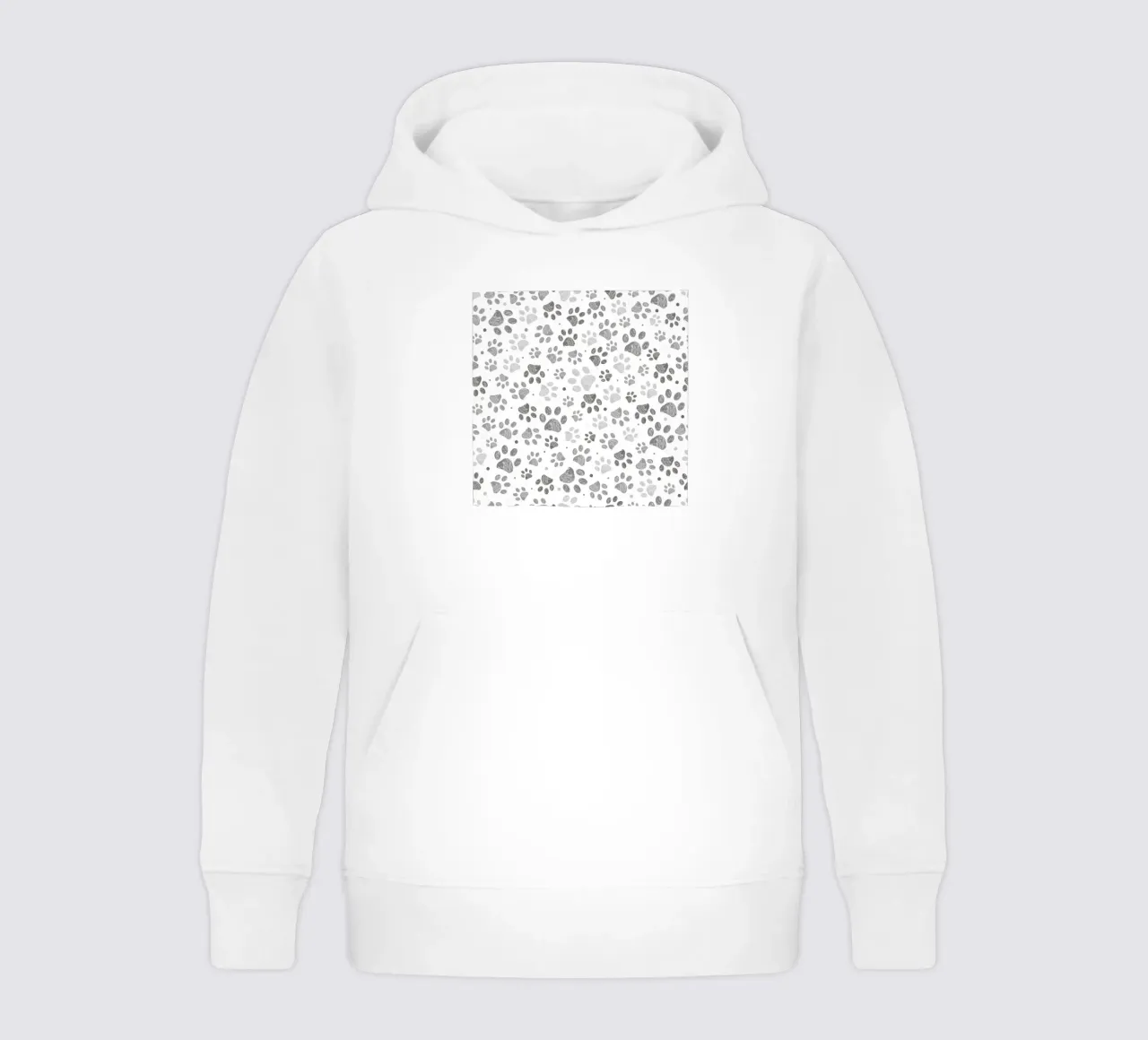 Impronte di zampe grigie con forme geometriche felpa bambino con cappuccio da gulsengunel