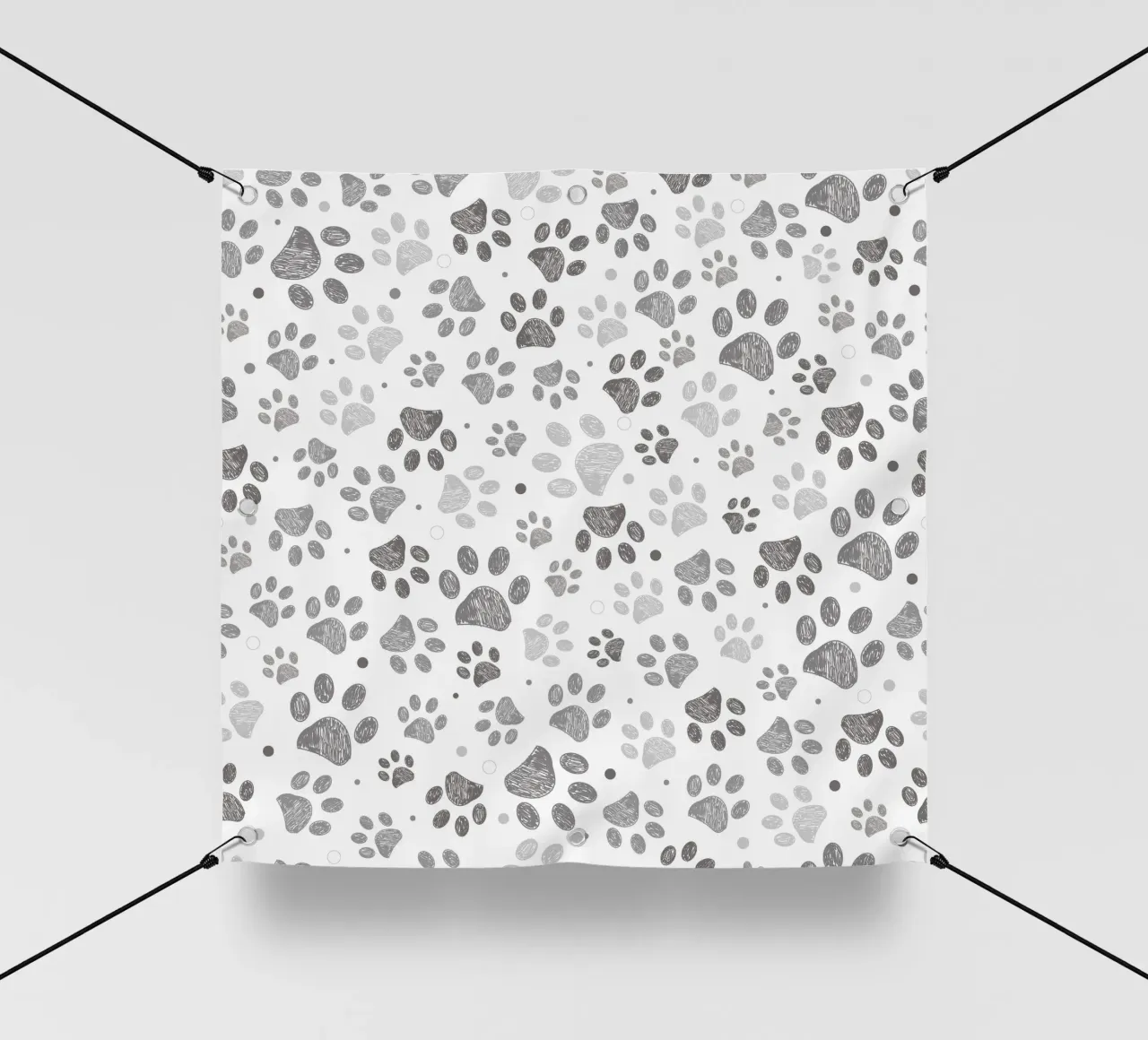 Impronte di zampe grigie con forme geometriche telo in pvc da gulsengunel