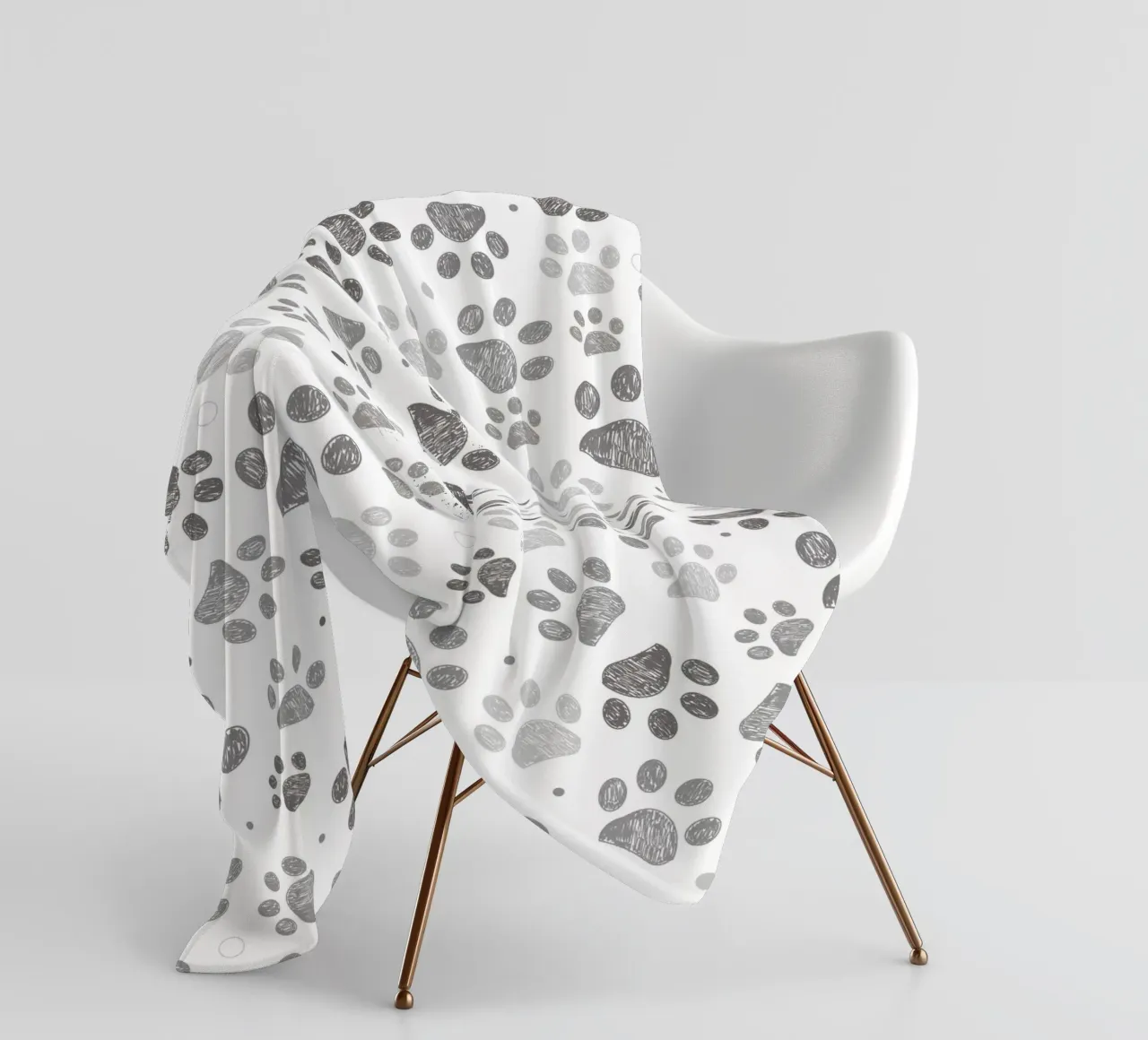 Impronte di zampe grigie con forme geometriche coperta in pile da gulsengunel